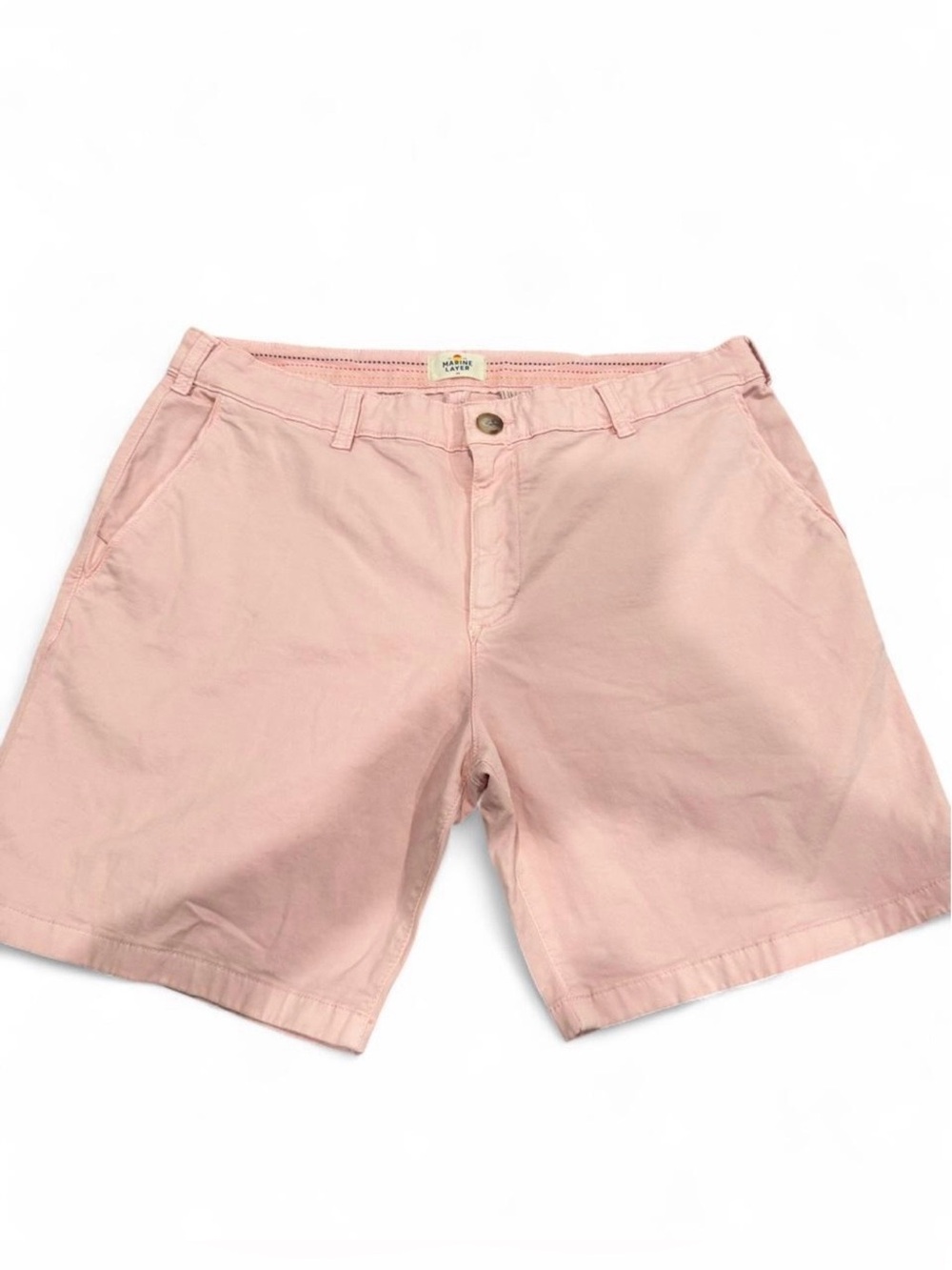 Marine Layer Men's Pale Pink Flat-Front Chino Shorts